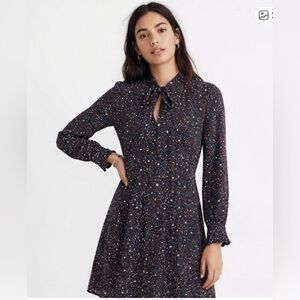 Madewell Black Starry Long Sleeve Dress